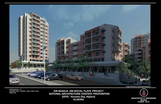 North East - Perspective - 200 Social Flats National Architecture Contest Project, (Ain Naadja, Algiers - 1995)